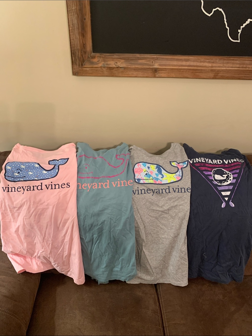 4 Vineyard Vines Women’s Long Sleeve Whale Graphic Tees - Pink, Teal, Gray, Navy